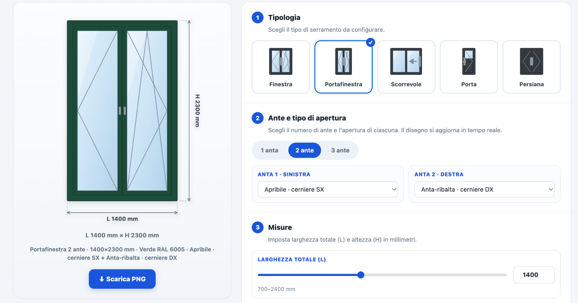 Configuratore serramento